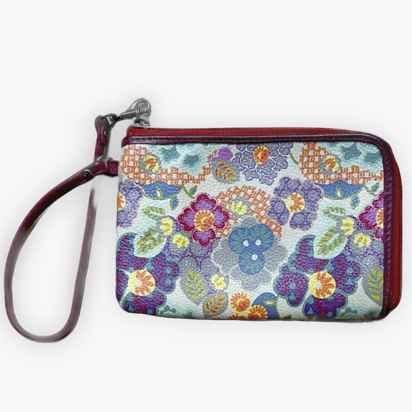 Bright Boho Flowers Leather Fossil Wristlet with Detachable Strap - Picture 12 of 12